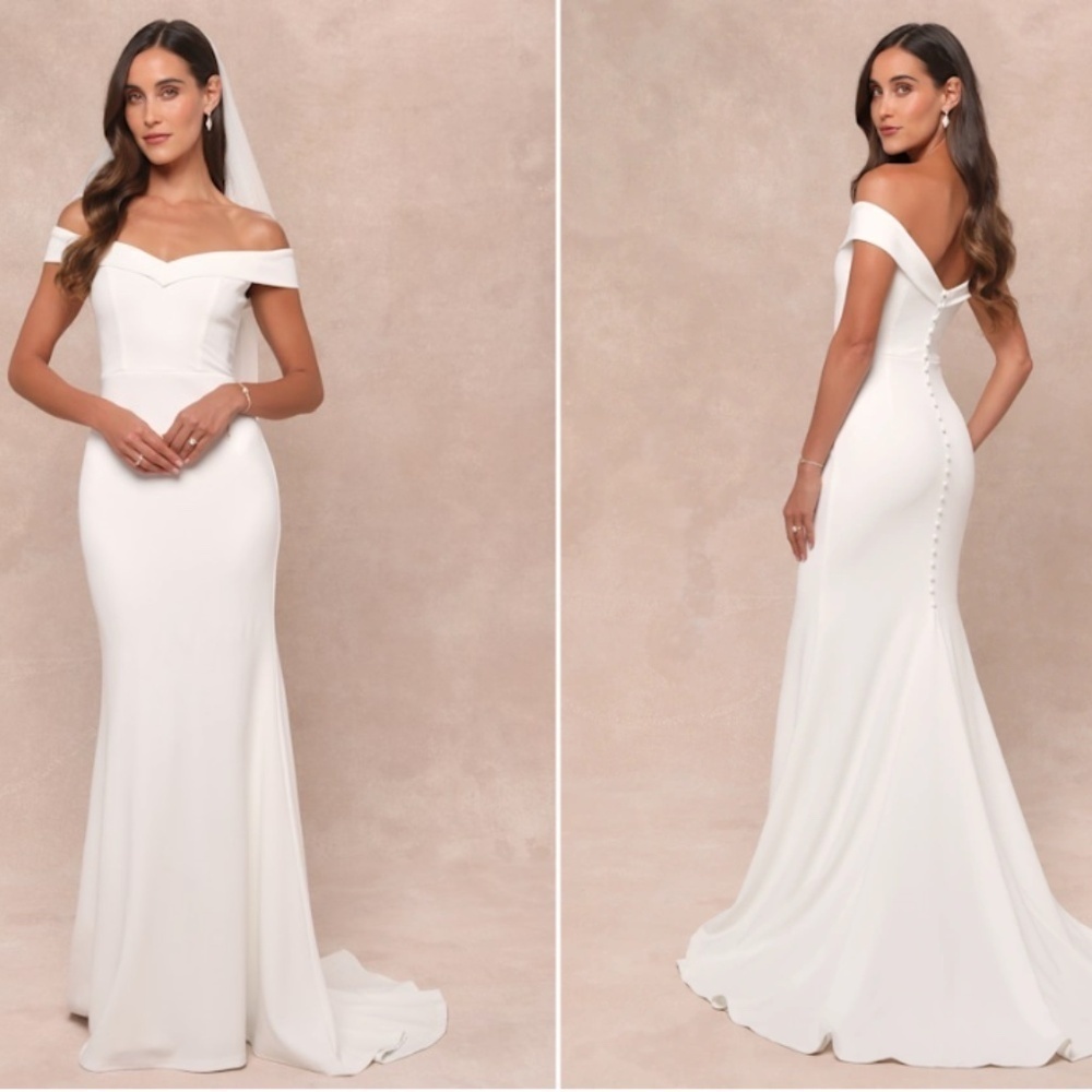 LULU's Sexy Chic Elegant Bridal Off-the-Shoulder Sophisticated Romantic Gown
